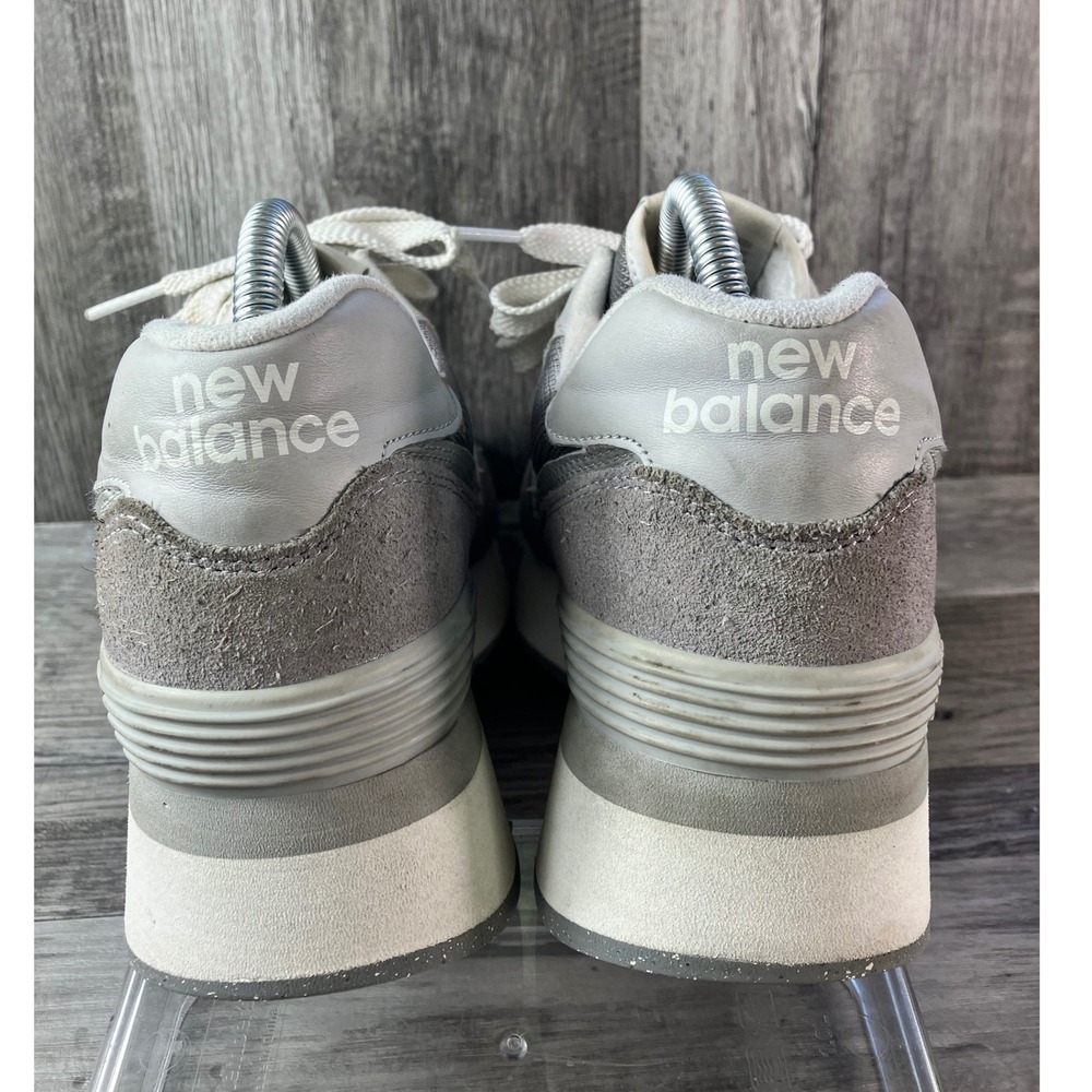 New Balance 574+ Platform Grey White Suede Sneakers WL574ZSD Womens 9.5 - Picture 4 of 7